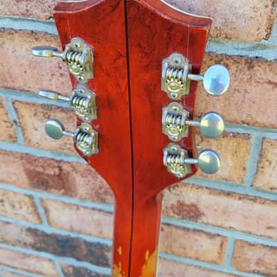 1957 Gretsch Model 6120 Chet Atkins Hollowbody Electric Guitar Amber Red Cowboy Case Great Player & Sound image 9