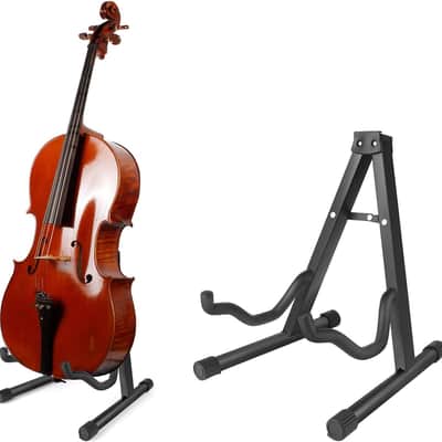 Cello Stand Adjustable, Folding Cello Support Stand, A-Frame Folding Cello Holder Compatible for Violin 1/8-4/4 Cellos Guitars Electric Bass Electric Guitar Stand Acoustic, Black (black) image 1