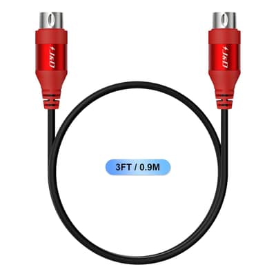5-Pin DIN MIDI Cable, Male to Male Cables Compatible with Keyboard, Synthesizer, Guitar Multi Effects, Audio Interface/Mixer/Amplifier, External Sound Card (Red, 3 Feet) Visit the J&D Store image 3