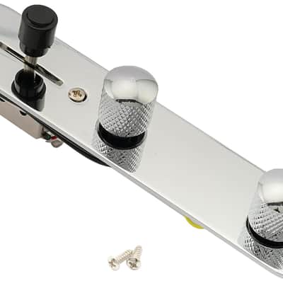 32mm Loaded Control Plate Pre-Wired 3-Way Control Plate with Wiring Harness for Fender Tele Telecaster Electric Guitar,Chrome image 1