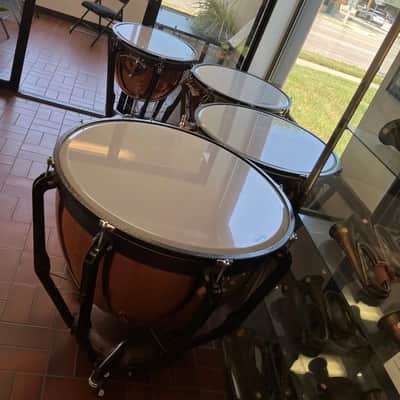 Excellent Set of 4 "Professional" Ludwig Copper Timpani, 23"/26"/29"/32"; with New Heads image 5