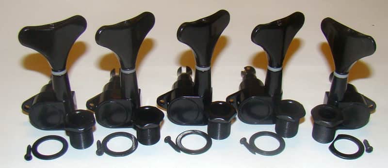 Contemporary Style Mini Button Bass Tuners Black Finish - 4 LH & 1 RH image 1