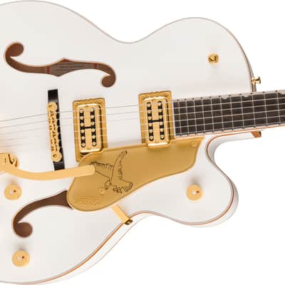 Gretsch Falcon Hollow Body with String-Thru Bigsby and Gold Hardware Ebony FB White with Case image 4