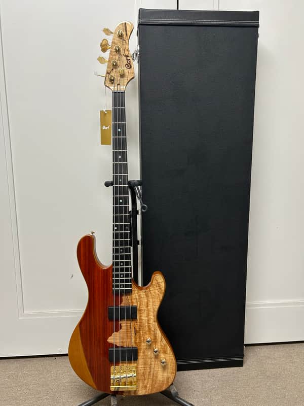 Cort Jeff Berlin Series Rithimic NAT Spalted Maple/Padouk Top 4-String Electric Bass - Natural w/Free Hard Case image 1