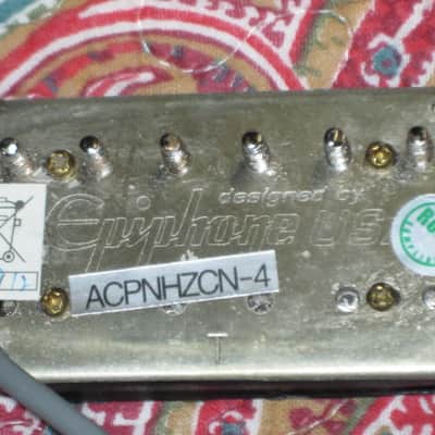 ONE new old stock very near A+ Epiphone ACPNHZCN-4 Alnico Classic Pro NECK, ZEBRA Humbucker, 7.75k Alnico V, solder connect, 4 conductor +screws, springs & wiring diagram (2023) part of Epiphone's Pro Series Line of Humbuckers (which is called ProBUCKER) image 2