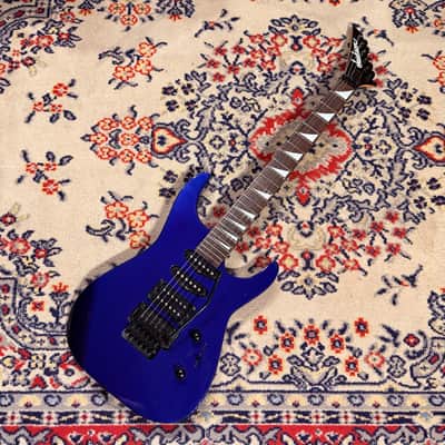1999 Jackson Dinky HSS w/ Reverse Headstock + Shark Fins - Blue image 1