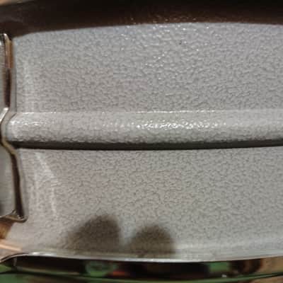 Ludwig L-404 Acrolite 5x14" 8-Lug Aluminum Snare Drum with Rounded Blue/Olive Badge 1979 - 1993 - Gray "Orange Peel" image 6
