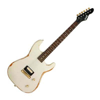 Slick SL54 Relic Aged Stratocaster Strat One Humbucker White Electric Guitar Earl image 1