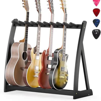 Guitar Stand Rack,Guitar Rack For Multiple Guitars Stands Floor for Electric,Acoustic,Bass Guitars &Case-Foldable, Adjustable,Protective with No-Slip Non-Scratch Padding ,for Home,Studio, Stage (Black) image 1