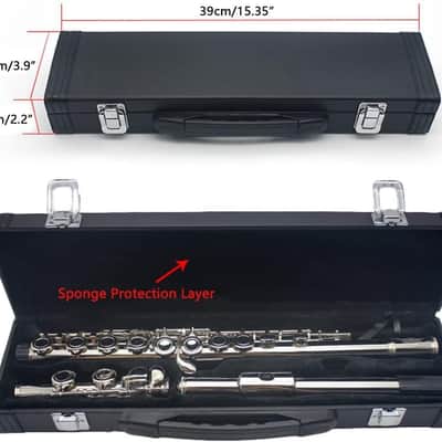 Lightweight Flute Hard Case Cover C 16 Hole Flute Box with Locking Latch and Plush Lined Interior for Flute Players Musician Gift image 2