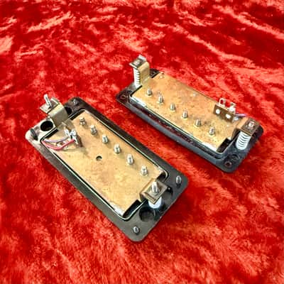 Guild Anti-Hum mini humbucker guitar pickups c 1965 - Chrome original vintage USA Starfire HB-1 image 2