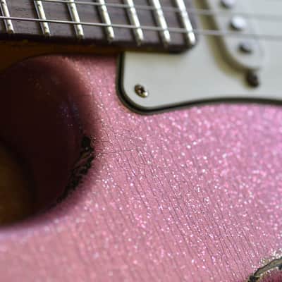 American Fender Custom Stratocaster Relic Nitro Faded Pink Sparkle image 8