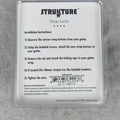 STRUKTURE PRO GUITAR STRAP LOCKS / BUTTONS SET OF 2 BLACK image 5