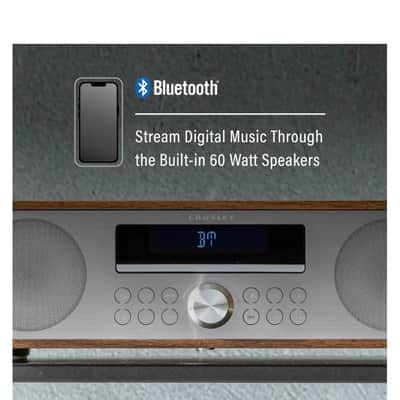 Crosley CR3501A Fleetwood Clock Radio & CD Player With Bluetooth -Walnut -NEW image 4