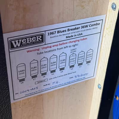 Hand-Wired Weber 6M36, JTM Blues Breaker, 36-Watt 2x10" Guitar Tube Amo Combo (Marshall 1974X) image 15