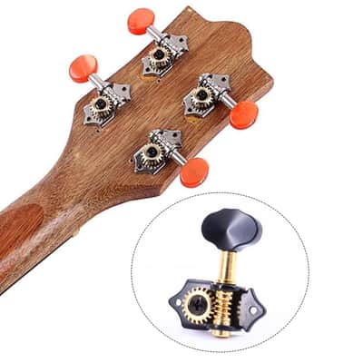 2R2L Black-Plated Tuning Peg Machine Head Tuners For 4 String Ukulele Guitar Bass-Gear Ratio 1:19 Bass Tuning Key Pegs Machine Head Replacement (GC501B) image 5