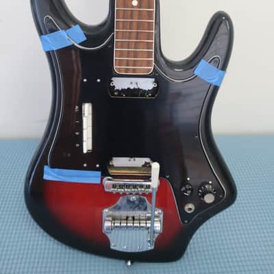 Vintage 1965 Eko Tonemaster Panaramic Crucianelli Triple Cutaway 1964-65 Guitar Redburst Made In Italy Vox Factory Missing Original Pick Ups EZ Project Immaculate Condition Rare Parts Bridge Van Ghent Tuners Misc Electronics. image 13