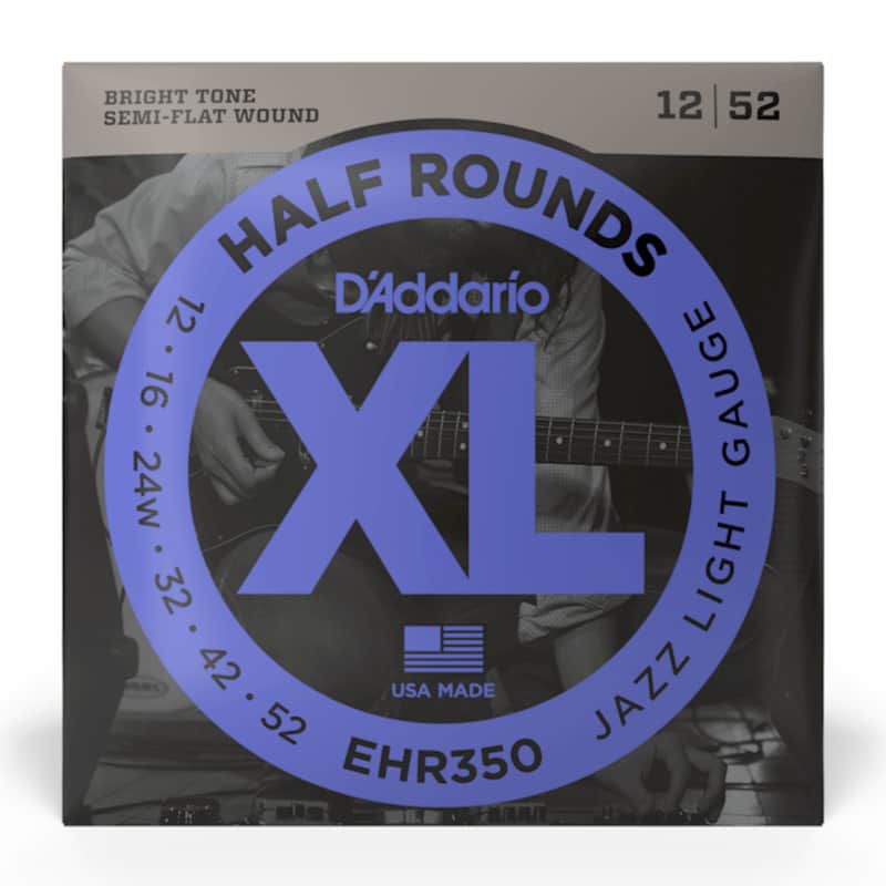 D'Addario EHR350 Half Round Electric Guitar Strings, Jazz Light Gauge image 1
