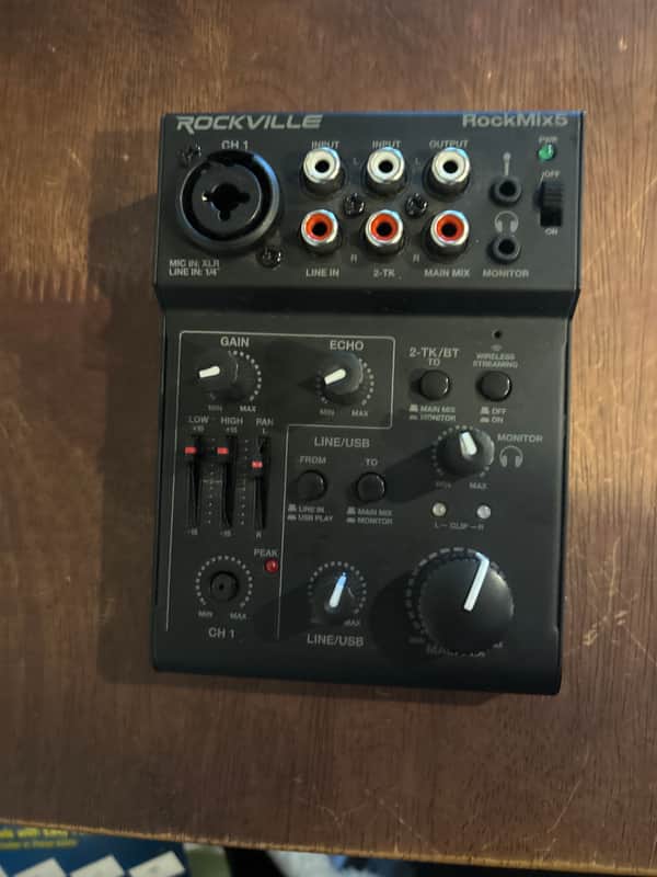 Rockville RockMix 5 Channel Pro Mixer with USB Interface, Bluetooth, Echo and EQ image 1