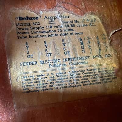 Fender Deluxe 5C3 Wide Panel 10-Watt 1x12" Guitar Combo (1953-1955) - Tweed image 14