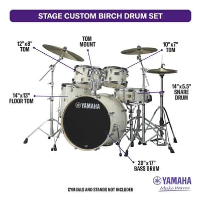 Yamaha Stage Custom Birch 5pc Drum Set w/20" BD Classic White image 2