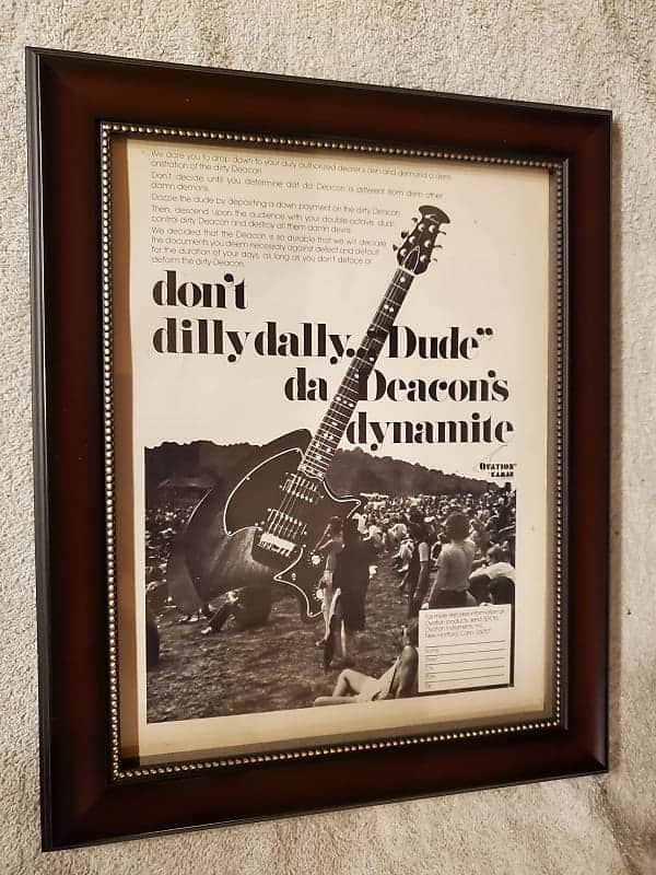 1972 Ovation Guitars Promotional Ad Framed Deacon Model Original image 1