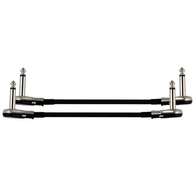 2-Pack 8" Castline Silver Mogami 2319 Guitar Pedal Board Patch Cable TS Low Profile Pancake Connector image 1
