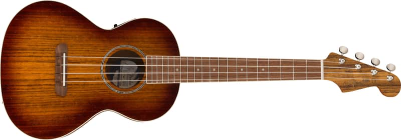 Fender Rincon Tenor Ukulele Walnut FB Aged Cognac Burst with Bag image 1