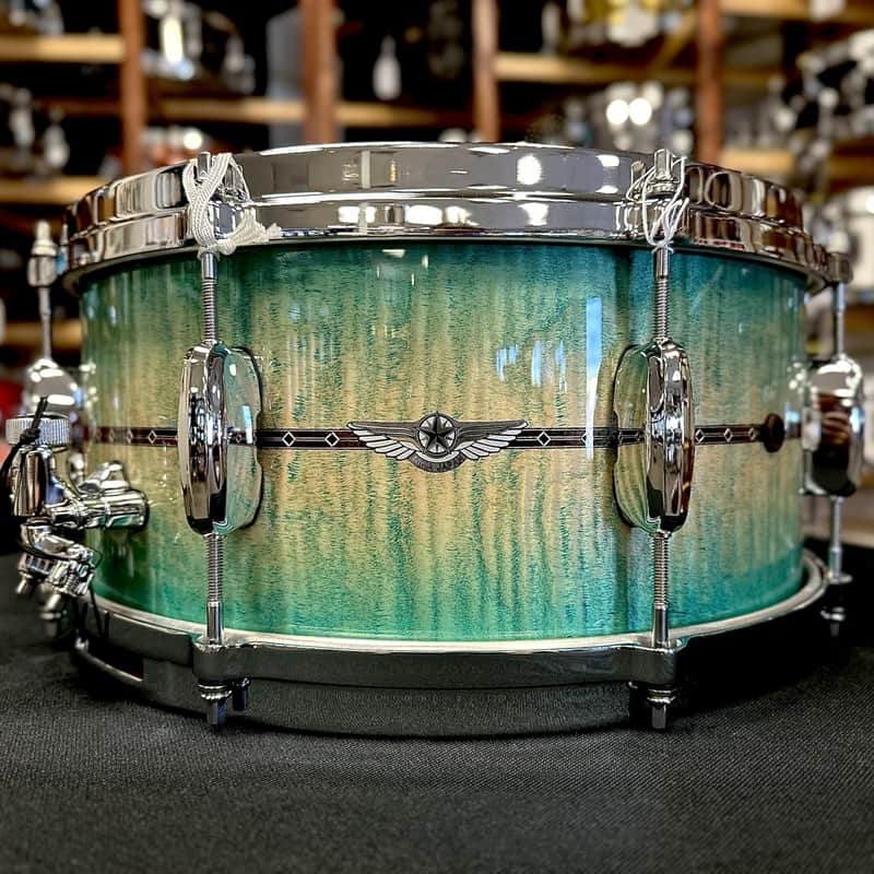 Tama Star Maple 6.5"×14" Snare Drum in Emerald Sea Curly Maple Burst image 1