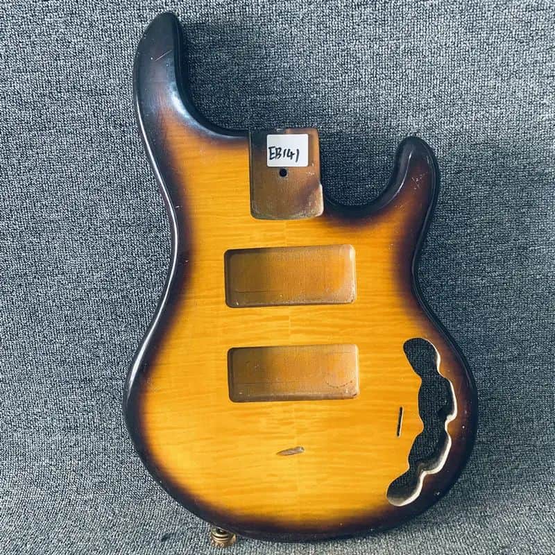 Tobacco Burst Basswood MM SingRay Style Bass Body with Tiger Maple Top image 1