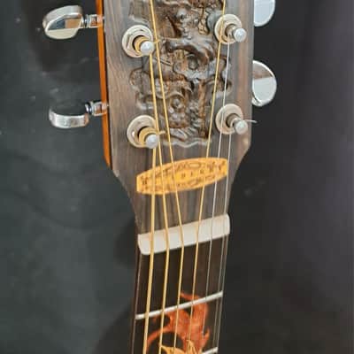Blueberry Handmade Acoustic Guitar Grand Concert Dragon Motif image 8