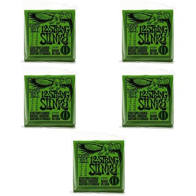 Ernie Ball 2230 12-Slinky Nickel 12-String Electric Guitar Strings, 8-40, 5PK