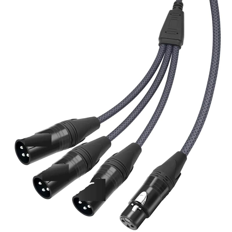 5FT XLR 1 Female to 3 Male Y Splitter Cable,3 Way XLR Splitter Balance 1 Female to 3 Male Audio Cable for Mixer Microphone-One Microphone Connects 3 interfaces 1 Pack image 1