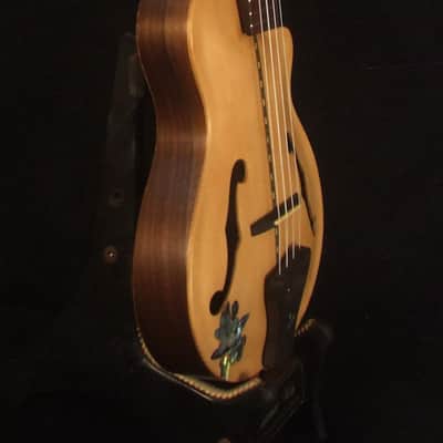 Bruce Wei Carved ARCHTOP Solid Spruce, Curly Maple Tenor Ukulele Hula Girl Inlay UAC17-2034 image 4