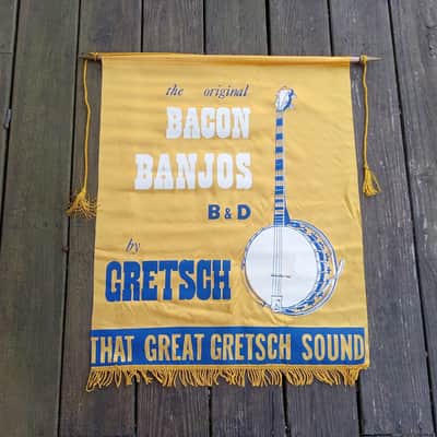 Vintage 1960's Bacon Banjos (By Gretsch) Authorized Dealer Banner! Rare, Original Music Store Display Sign! image 1