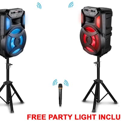 Technical Pro CLUB12 12" Rechargeable Bluetooth Speakers+Stands+Remote+Mic+Light image 2