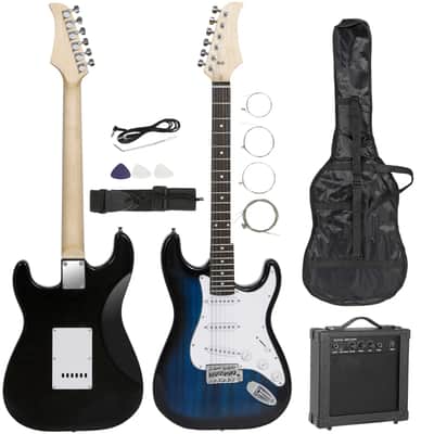 Blue Full Size Electric Guitar with Amp, Case and Accessories Pack Beginner image 1