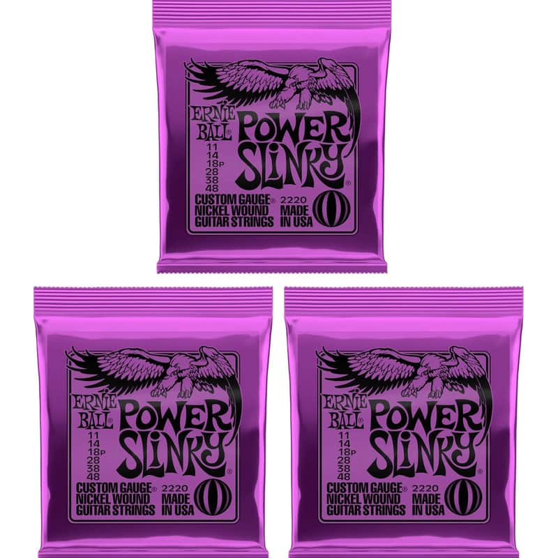 Ernie Ball Power Slinky Electric Guitar Strings Set 11-48 3 Set Bundle image 1