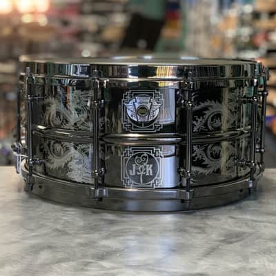 NOS Ludwig 6.5x14 Joey Kramer "Hit Hard" Signature Engraved Black Magic Snare Drum image 1