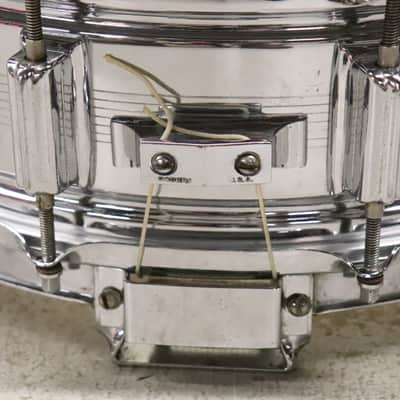 Rogers "7-Line" Dyna-Sonic 5x14" Brass Snare Drum "Beavertail" Lugs Vintage 1960's image 5