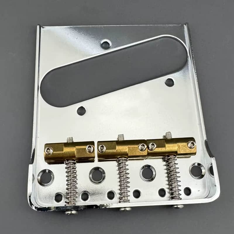 Left Handed Chrome Tele Style Guitar Ashtray Bridge with Brass Saddles image 1
