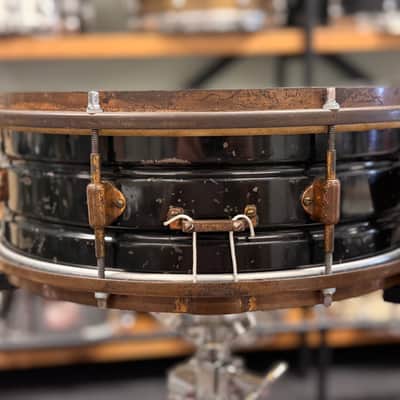 14" x 5" Leedy 1924 Multi Black Enamel / Nobby Gold (Presto strainer) - VIDEO image 7