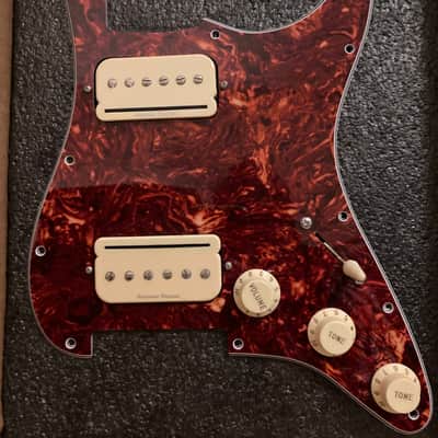 920D Custom Seymour Duncan P-Rails HH Trembucker On Bridge Treble Bleed Loaded Strat Pickguard - Tortoise Shell/Aged White image 1