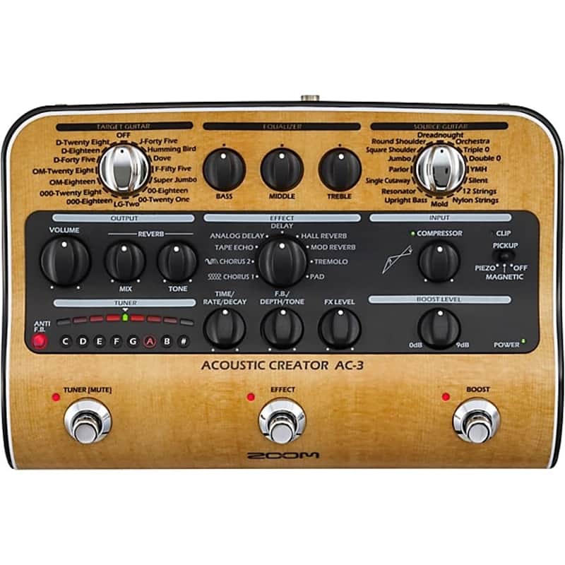 Zoom  AC-3 Acoustic Creator Acoustic Multi-Effects Pedal 2024 - Tan & Brown image 1