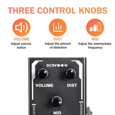 Pocket Metal Guitar Pedal, AKLOT Electric Effects Pedals Distortion Sounds Mini Single Type DC 9V True Bypass image 5