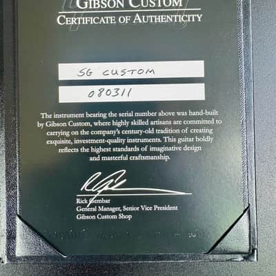 2018 Gibson Custom Shop SG Custom Ebony w/ OHSC, COA, Case Candy & Original Box image 8