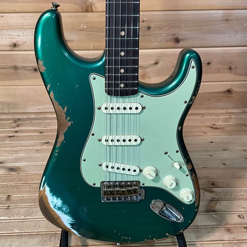 Fender Custom Shop Limited Edition 1964 L-Series Stratocaster Heavy Relic Electric Guitar - Aged Sherwood Green Metallic image 1