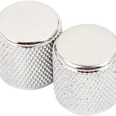 Genuine Fender Tele Telecaster/P-Bass Chrome Metal Guitar Barrel Knobs (2) image 1