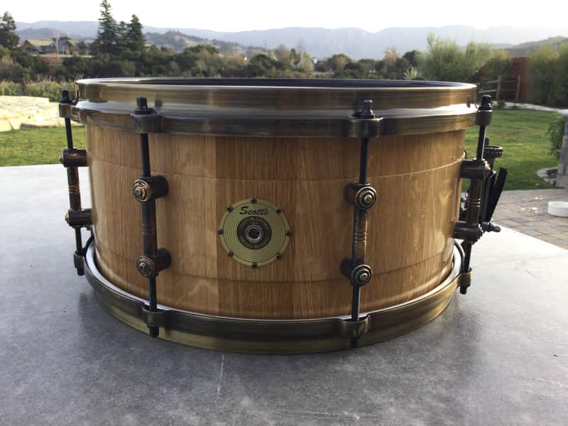 Scott’s Custom Drums 6 1/2”x14” oak stave snare drum 2024 - Natural lacquer image 1