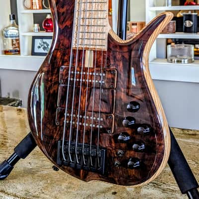 F Bass BN6 Deluxe: Walnut Top, Birdseye Maple fingerboard, 16mm spacing, Matching Ramp image 3